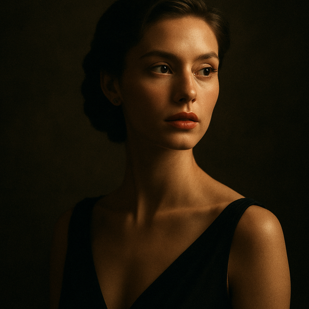 Editorial Beauty Portrait einer Frau in dramatischem Seitenlicht