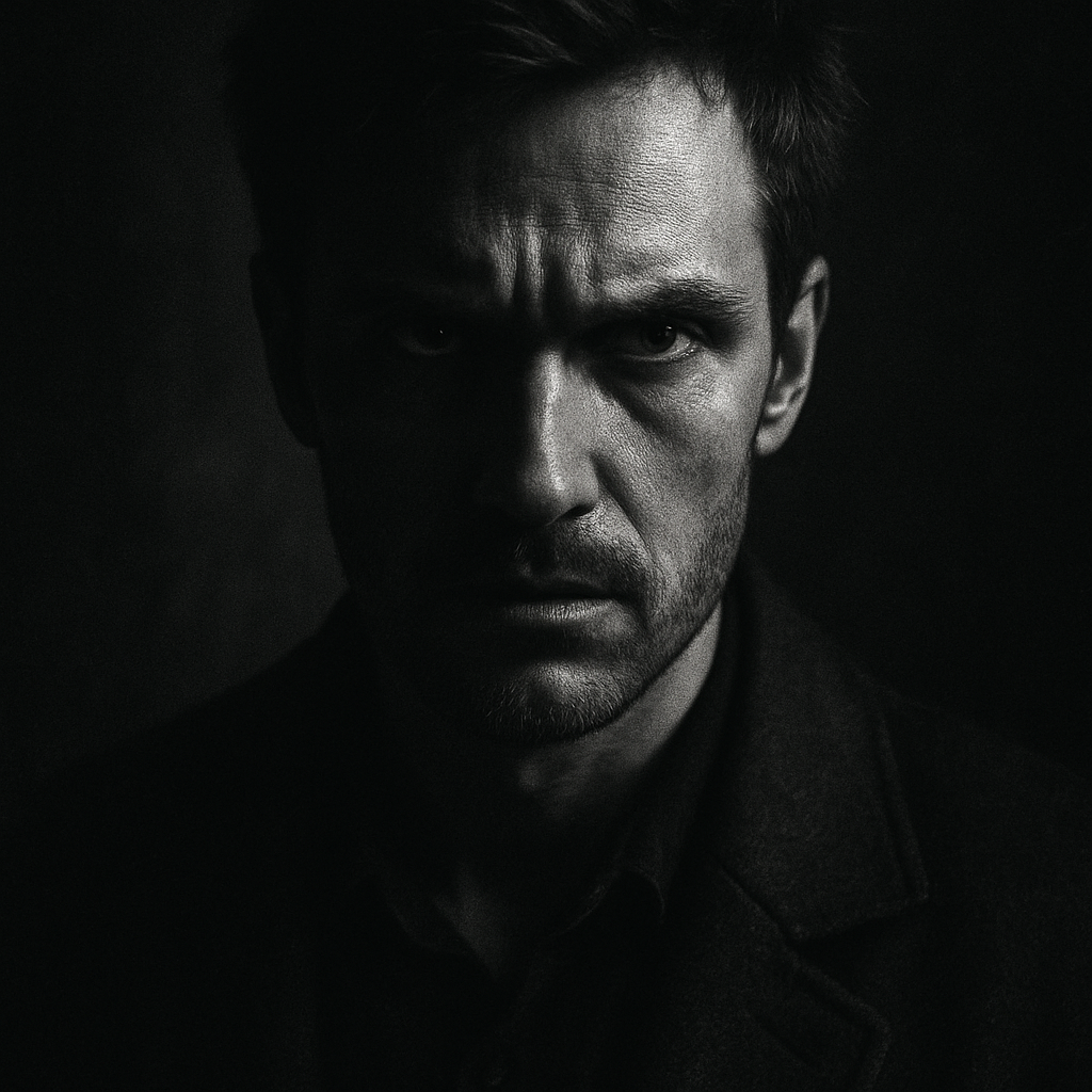 Schwarzweiß Portrait eines Mannes in dramatischem Licht